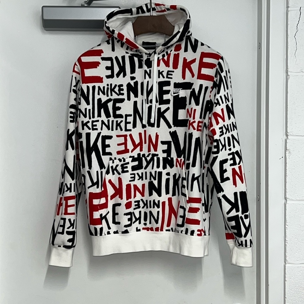 Medium Nike White/Red/Black Hoodie